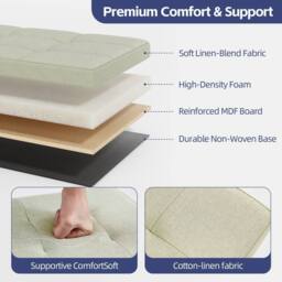 MCC Direct 76cm Rectangular Ottoman Foldable Storage Bench Upholstered Foot Rest in Beige - thumbnail 4