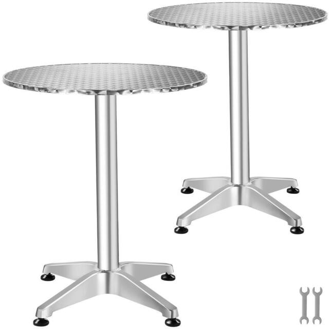 tectake Aluminum Bistro Table Frederic Ø 60 Cm, Height-Adjustable Frederic in Silver - Size: 4 Person - image 1