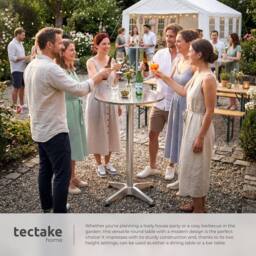 tectake Aluminum Bistro Table Frederic Ø 60 Cm, Height-Adjustable Frederic in Silver - Size: 4 Person - thumbnail 8