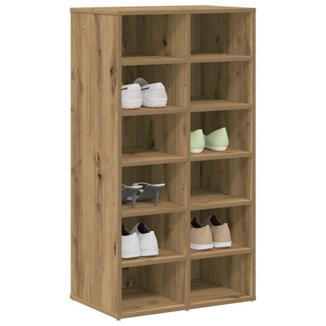 Berkfield Home Shoe Rack Artisan Oak 54x34x100.5 cm Engineered Wood in Brown - image 1