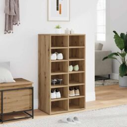 Berkfield Home Shoe Rack Artisan Oak 54x34x100.5 cm Engineered Wood in Brown - thumbnail 3