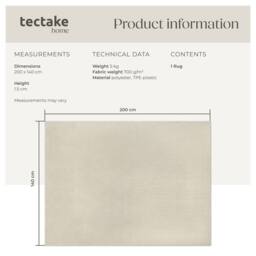 tectake Rug Zonelle 160 X 230 Cm - Beige - Size: 160 cm x 230 cm - thumbnail 6