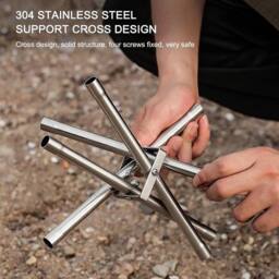 VOGREX Portable Fire Pit Camping Outdoor Bonfire Stand in Silver - thumbnail 4