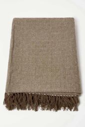 Homescapes Malda Cotton Throw with Tassels in Brown - Size: 225 cm x 255 cm - thumbnail 2