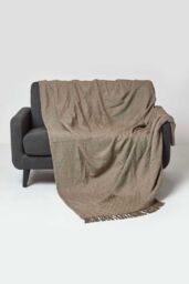 Homescapes Malda Cotton Throw with Tassels in Brown - Size: 225 cm x 255 cm - thumbnail 1