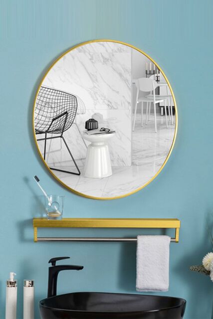 Living and Home 80cm Nordic Round Wall Mirror in Natural - image 1
