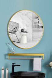 Living and Home 80cm Nordic Round Wall Mirror in Natural - thumbnail 1