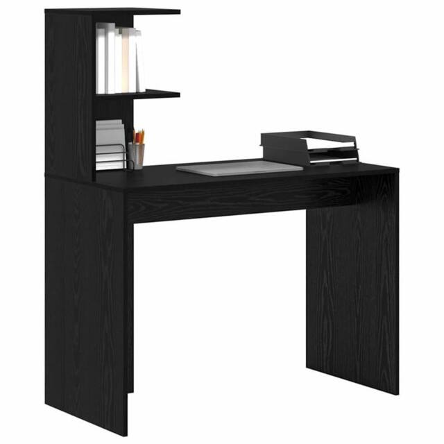Berkfield Home Modern Black Oak Writing Desk Black Oak MDF, laminate Compact Shelving - image 1