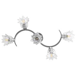 Berkfield Home Ceiling Lamp with Transparent Glass Shades for 5 E14 Bulbs Tulip in Silver - thumbnail 5