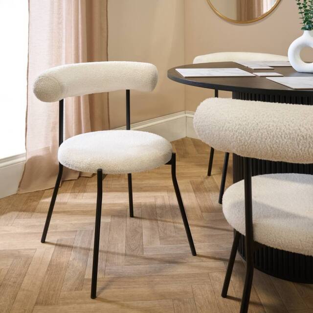 OHS Boucle Accent Dining Chair Padded Seat with Metal Legs - image 1
