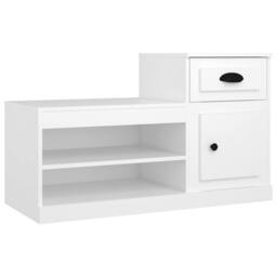 Berkfield Home Shoe Cabinet White 100x42x60 cm Engineered Wood - Size: 100 x 42 x 60 cm - thumbnail 3