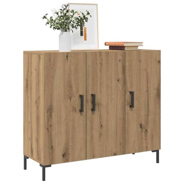 Berkfield Home Sideboard Artisian Oak 90x34x80 cm Engineered Wood in Brown - Size: 90 x 34 x 80 cm - image 1