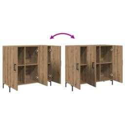 Berkfield Home Sideboard Artisian Oak 90x34x80 cm Engineered Wood in Brown - Size: 90 x 34 x 80 cm - thumbnail 8