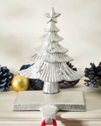 Dibor Set of 2 Cast Iron Silver Decorative Christmas Stocking Holders - Size: 2 Pack - thumbnail 1