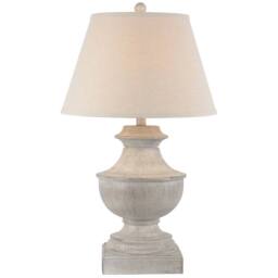 Wyld Haus Rochefort Grey Washed Wooden Table Lamp with Cream Linen Shade in Light Grey - thumbnail 4