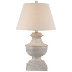 Wyld Haus Rochefort Grey Washed Wooden Table Lamp with Cream Linen Shade in Light Grey - thumbnail 3