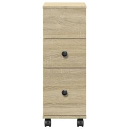 Berkfield Home Narrow Bathroom Cabinet with Wheels Sonoma Oak Engineered Wood in Brown - thumbnail 4