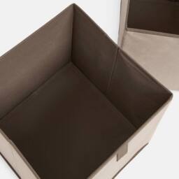 OHS 2 x Matte Velvet Cube Storage Box Folding Organiser Home Decor in Taupe - thumbnail 5