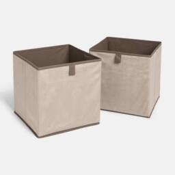 OHS 2 x Matte Velvet Cube Storage Box Folding Organiser Home Decor in Taupe - thumbnail 2