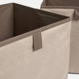 OHS 2 x Matte Velvet Cube Storage Box Folding Organiser Home Decor in Taupe - thumbnail 4