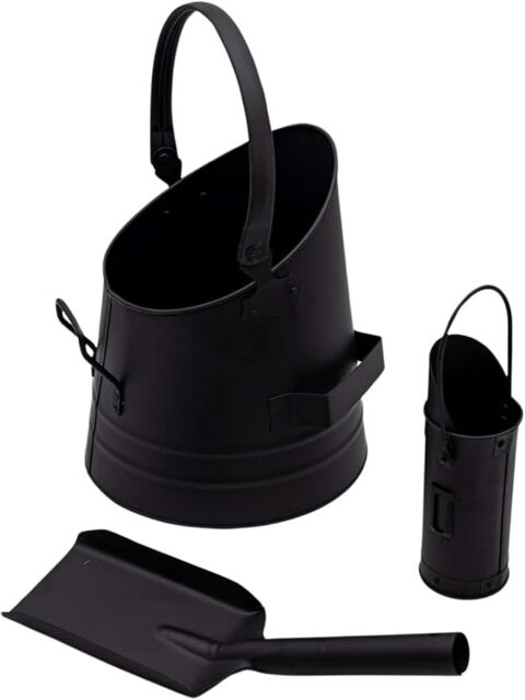 Marco Paul Fireside Coal Bucket Shovel Matchstick Holder Black Accessory Set Kindling Log - image 1