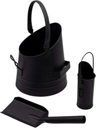 Marco Paul Fireside Coal Bucket Shovel Matchstick Holder Black Accessory Set Kindling Log - thumbnail 1