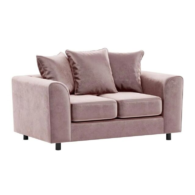 Furnishings For Less UK Brooklyn Plush Velvet Foam Fabric 2 Seater Sofa Scatter Back in Pink - image 1