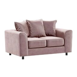 Furnishings For Less UK Brooklyn Plush Velvet Foam Fabric 2 Seater Sofa Scatter Back in Pink