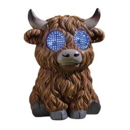 Marco Paul Solar Resin Solar Highland Cow Garden Ornament in Brown - Size: 20 cm - thumbnail 2