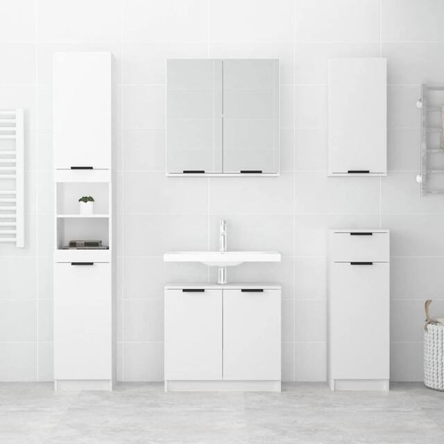 Berkfield Home Classic Bathroom Cabinet White 64.5x33.5x59 cm Engineered Wood - image 1