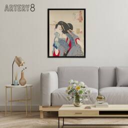 "Artery8 Yoshitoshi Woman Getting Tattoo Japanese Ukiyoe Framed Canvas Art - Size: W12"" x H16""" - thumbnail 3