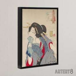 "Artery8 Yoshitoshi Woman Getting Tattoo Japanese Ukiyoe Framed Canvas Art - Size: W12"" x H16""" - thumbnail 2