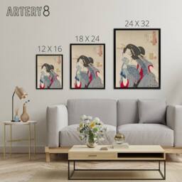 "Artery8 Yoshitoshi Woman Getting Tattoo Japanese Ukiyoe Framed Canvas Art - Size: W12"" x H16""" - thumbnail 4