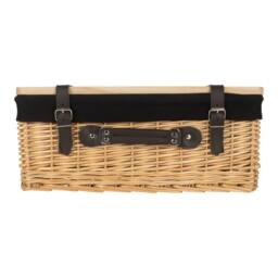 Red Hamper Buff Black Lined Willow Empty Picnic Basket with Pinewood Lid - Size: Small - thumbnail 2
