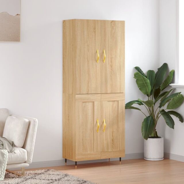 Berkfield Home Highboard Sonoma Oak 69.5x34x180 cm Engineered Wood in Brown - image 1