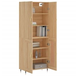 Berkfield Home Highboard Sonoma Oak 69.5x34x180 cm Engineered Wood in Brown - thumbnail 3