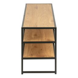 Furniture To Go Seaford Black Metal Open TV Unit with 3 Oak Shelves - thumbnail 4