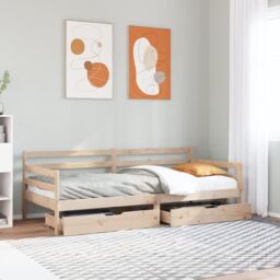 Berkfield Home Daybed with Drawers without Mattress 90x190 cm Single Solid Wood in Brown - thumbnail 1