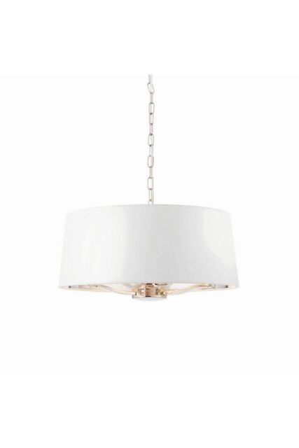 Netlighting Harvey Multi Arm Cylindrical Pendant Light Bright Nickel Plate Vintage White Fabric - image 1