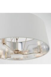 Netlighting Harvey Multi Arm Cylindrical Pendant Light Bright Nickel Plate Vintage White Fabric - thumbnail 3