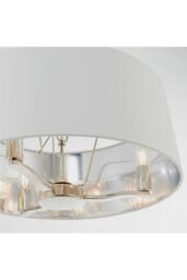 Netlighting Harvey Multi Arm Cylindrical Pendant Light Bright Nickel Plate Vintage White Fabric - thumbnail 4
