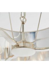 Netlighting Harvey Multi Arm Cylindrical Pendant Light Bright Nickel Plate Vintage White Fabric - thumbnail 5