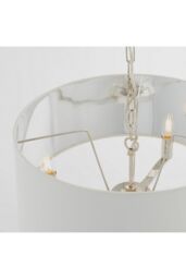 Netlighting Harvey Multi Arm Cylindrical Pendant Light Bright Nickel Plate Vintage White Fabric - thumbnail 6