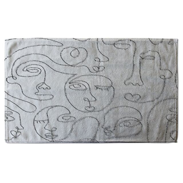 Benjamin Tate Design line drawing of faces Designer Bath Towel in Brown - image 1