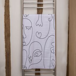 Benjamin Tate Design line drawing of faces Designer Bath Towel in Brown - thumbnail 2