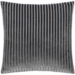 Paoletti Savoy Stripe Velvet Cushion in Charcoal - Size: 50 cm x 50 cm - thumbnail 2