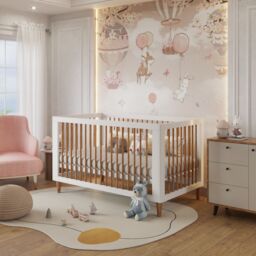 Bedzonline Pure Harmony White Baby Cot 140x70cm - Adjustable Height, Scandinavian Design, Durable & Safe Construction - Size: 140 cm x 70 cm - thumbnail 2