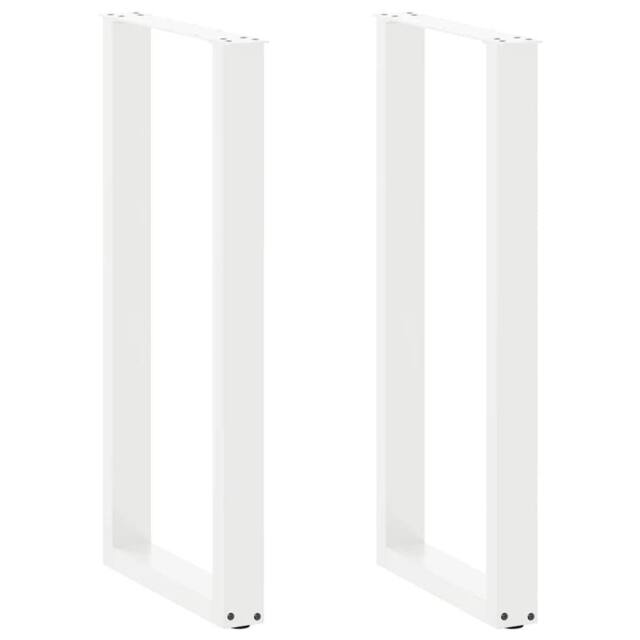 Berkfield Home Coffee Table Legs U-Shaped 2 pcs White 40x(100-101) cm Steel - image 1