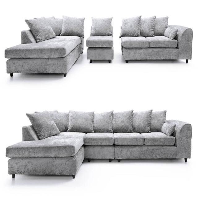 Snugg Furniture UK Limited DYLAN 5 Seater Chenille Scatter Back Left Hand Corner Sofa in Silver - image 1