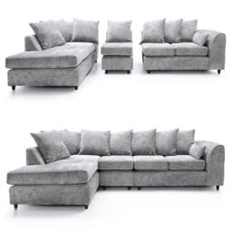 Snugg Furniture UK Limited DYLAN 5 Seater Chenille Scatter Back Left Hand Corner Sofa in Silver - thumbnail 1